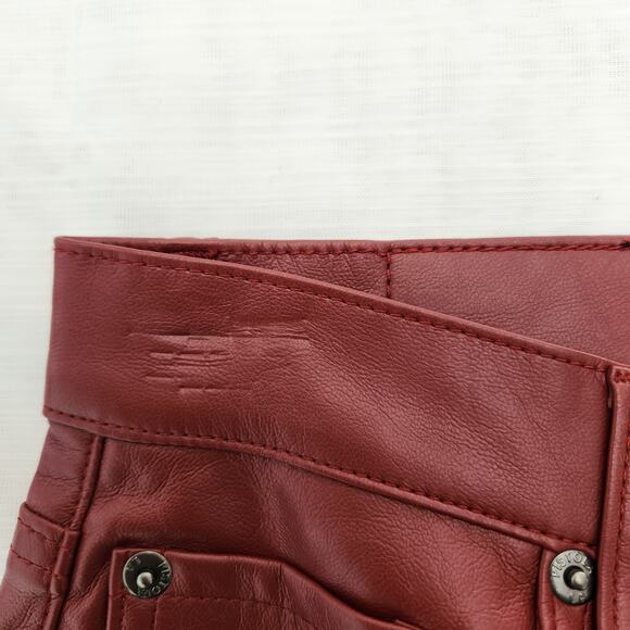 Pistola Pants Womens 26 Dark Red Vegan Leather Straight Crop Holiday Edgy Grunge - Picture 8 of 16